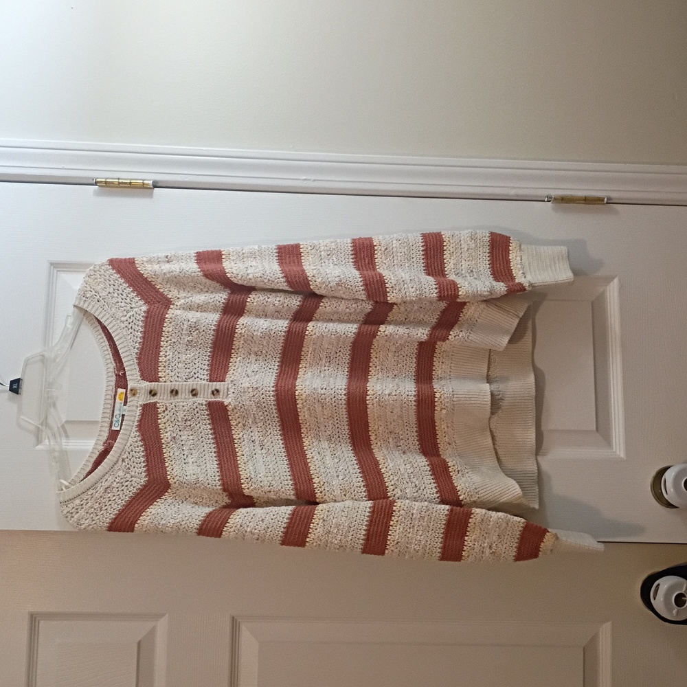 C&C California Cream and Brown Knit Sweater NWOT